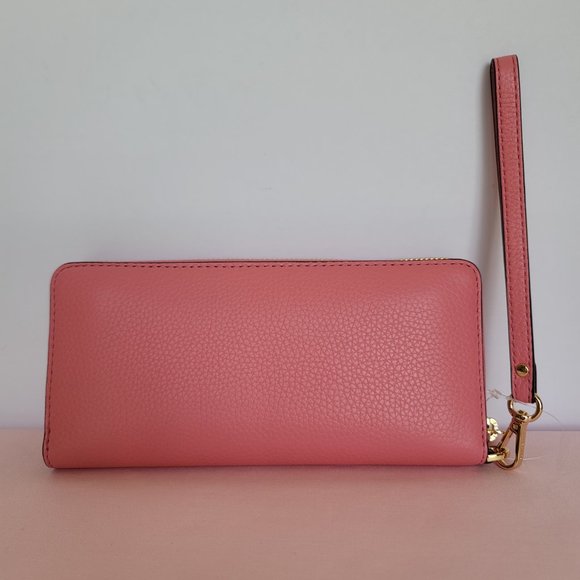 MICHAEL KORS Jet Set Travel Continental Pebbled Leather Wallet-Tea Rose 🎈⭐$138. - Picture 7 of 16